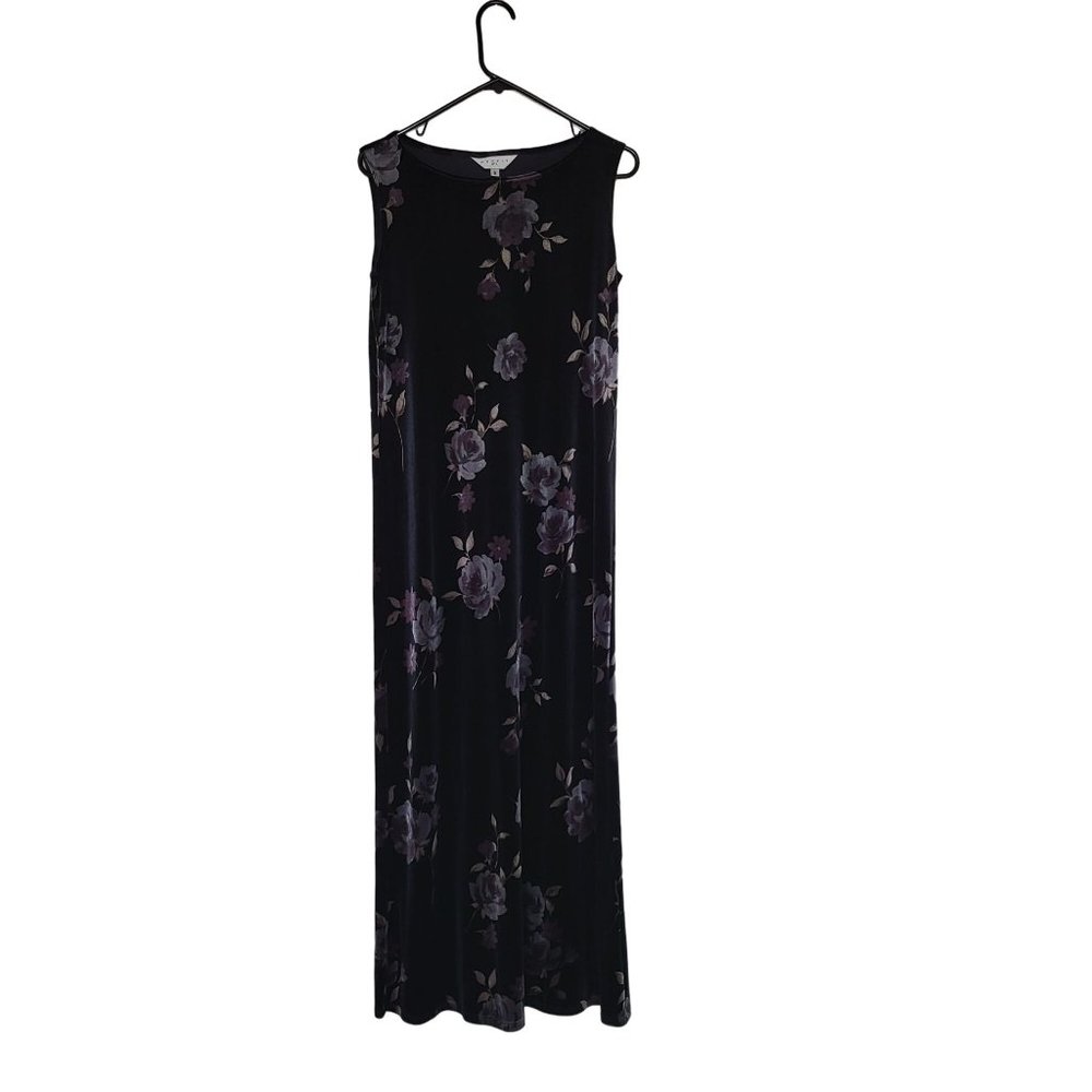 Outfit JPR Black Floral Print Velvet Maxi Dress Size M